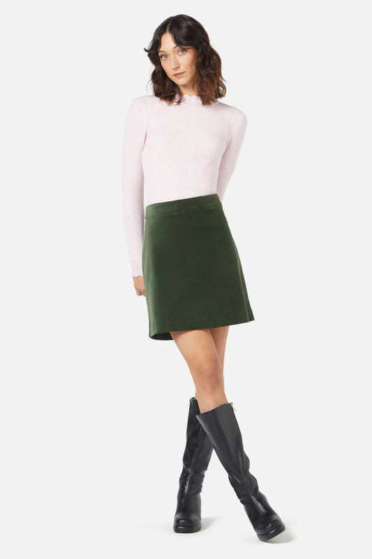 Green Velvet A-line Skirt