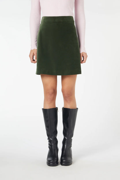 Green Velvet A-line Skirt