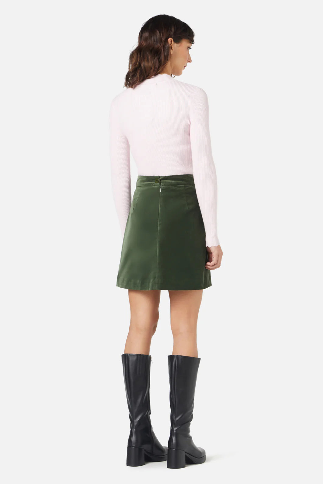 Green Velvet A-line Skirt