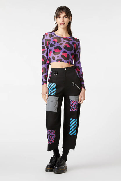 Electric Leopard Print Mesh Top