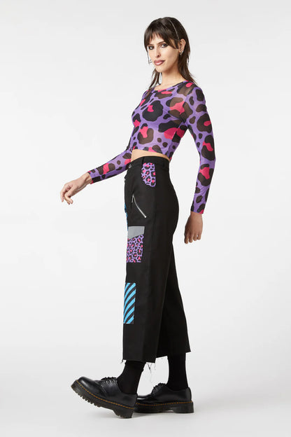 Electric Leopard Print Mesh Top