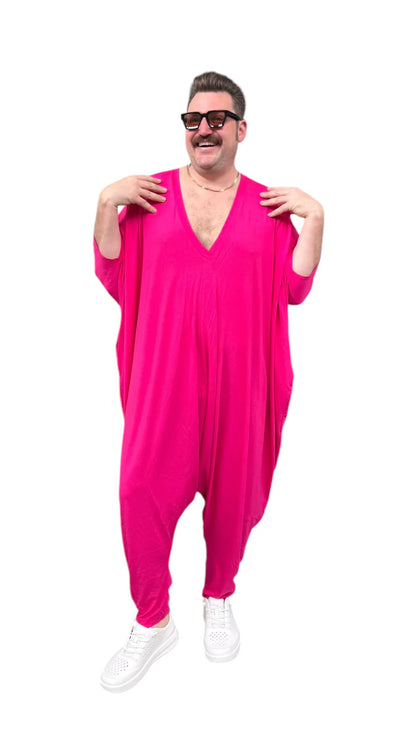 Hot Pink Playsuit - one left! size Small (5'4"-5'8")