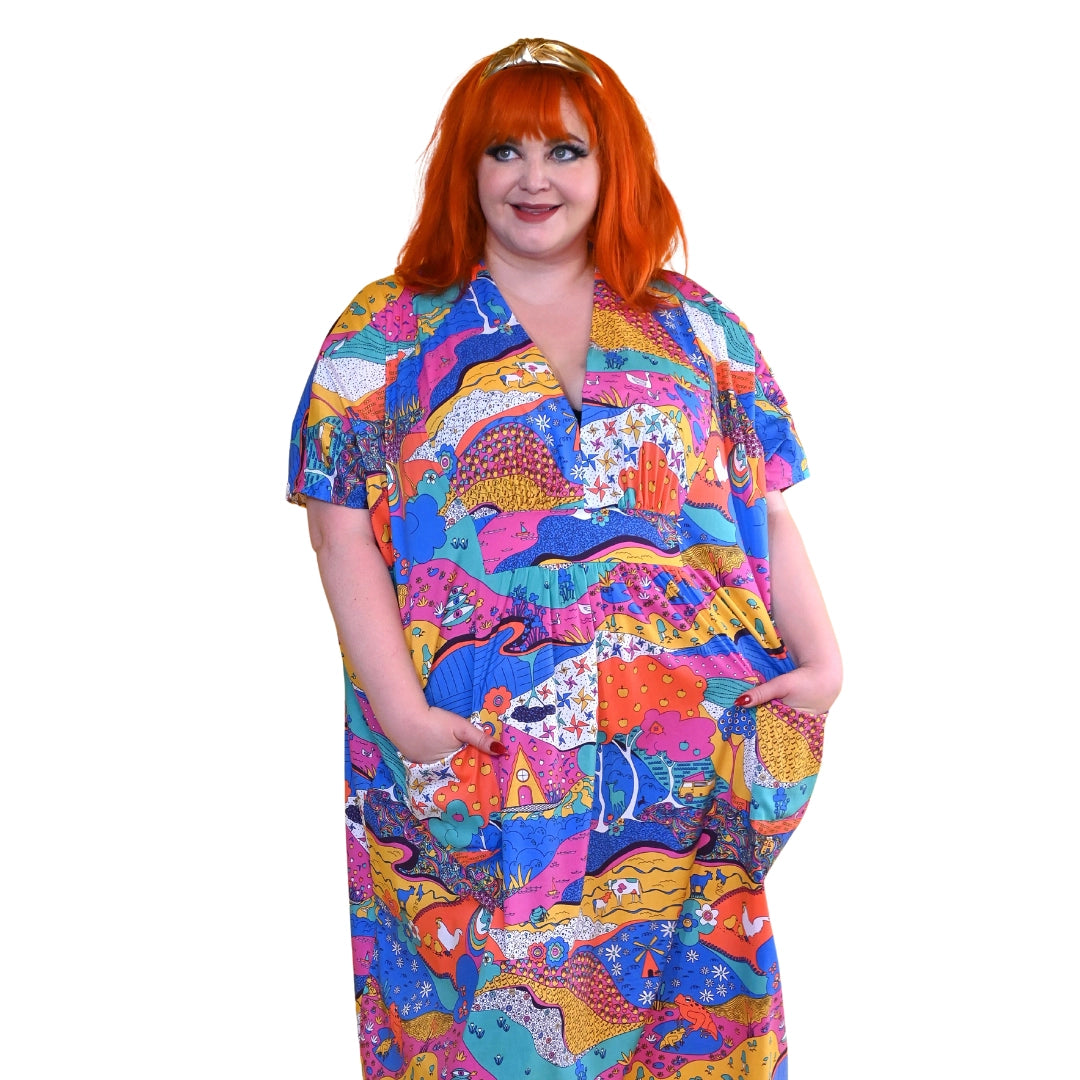 Landscape Caftan in Periwinkle