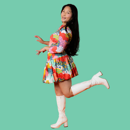 Meadow 3/4 Sleeve Tee in Mint and Strawberry