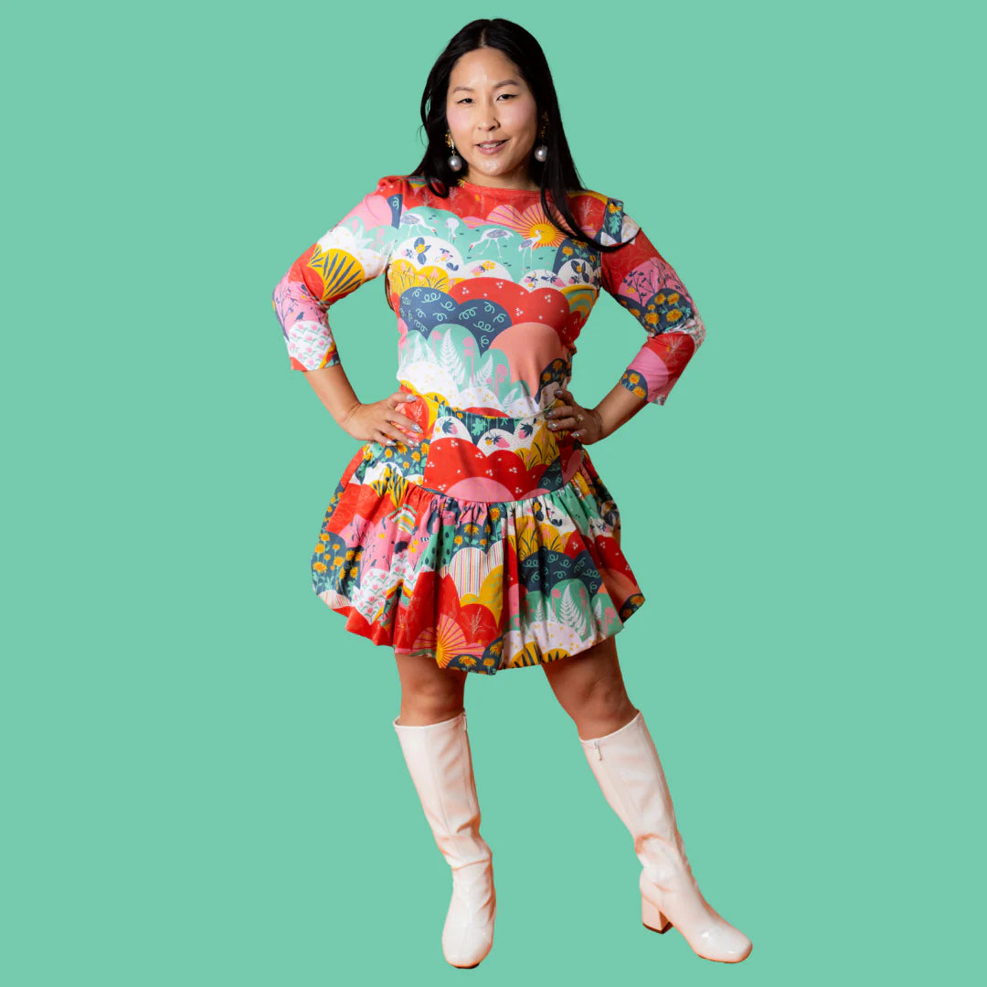 Meadow 3/4 Sleeve Tee in Mint and Strawberry