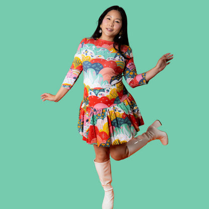 Meadow 3/4 Sleeve Tee in Mint and Strawberry