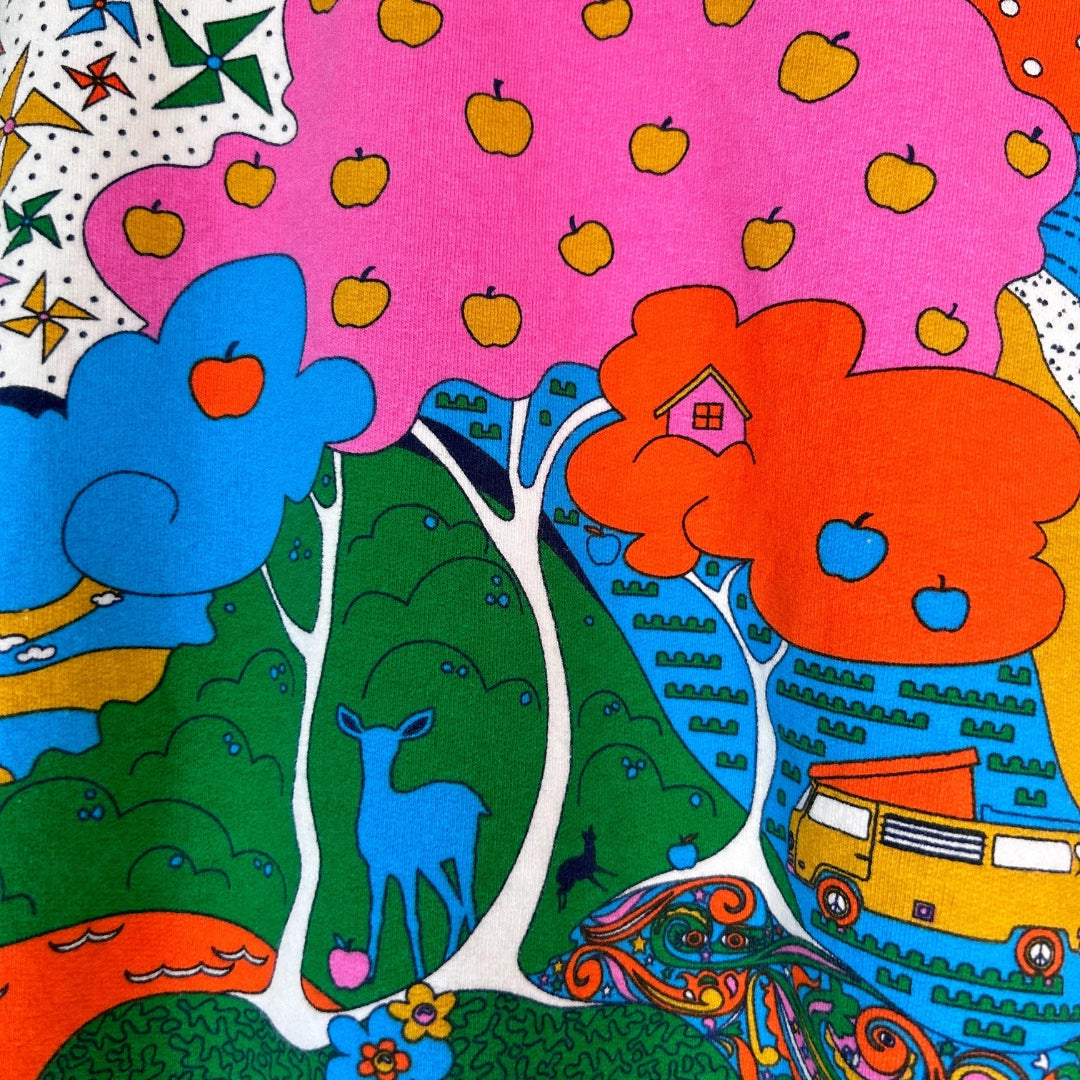 Landscape Pullover in Rainbow with Fuchsia Cuffs