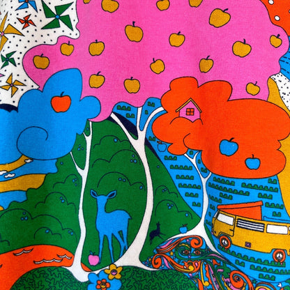 Landscape Pullover in Rainbow with Fuchsia Cuffs