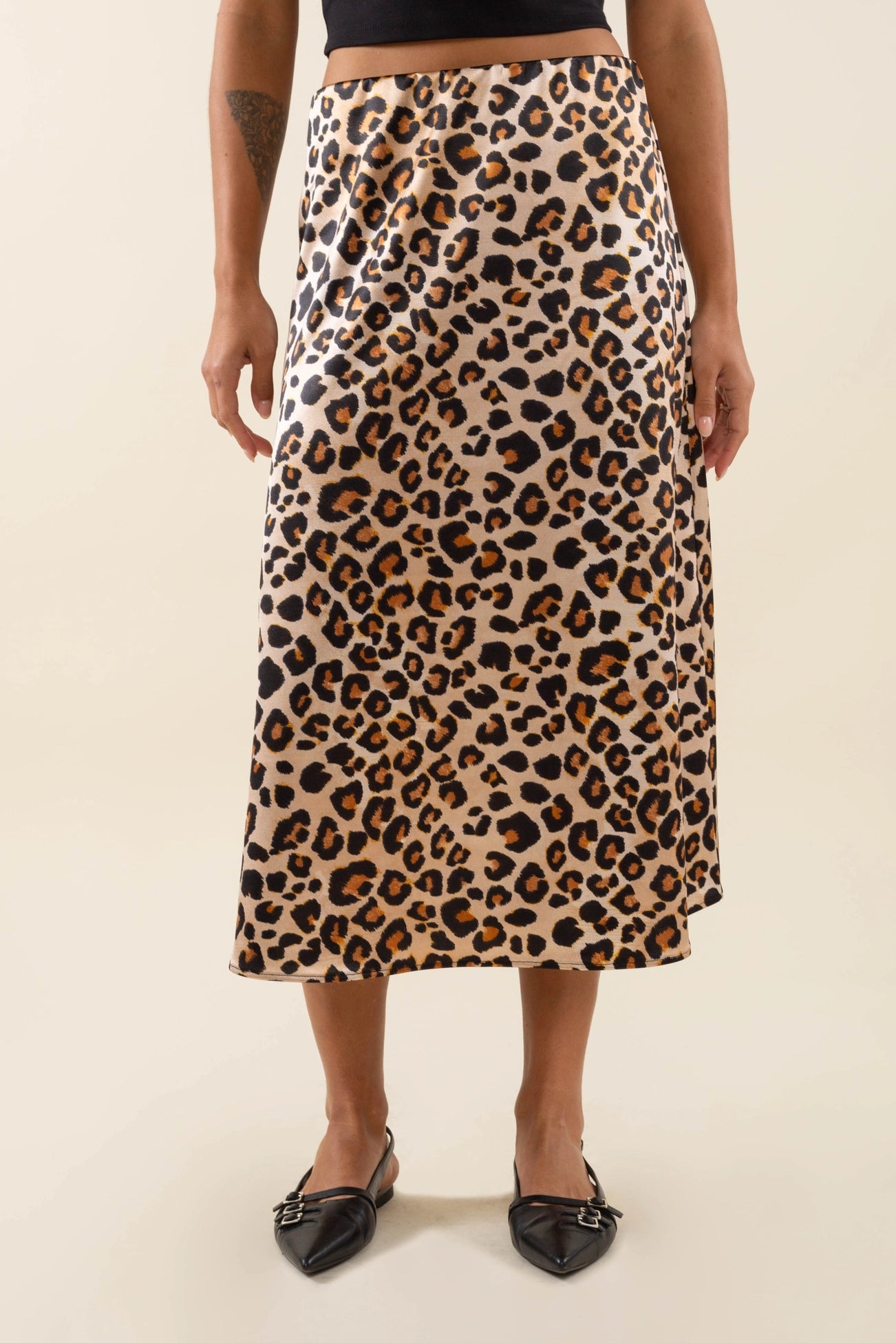 Daphne Leopard Satin Midi Skirt