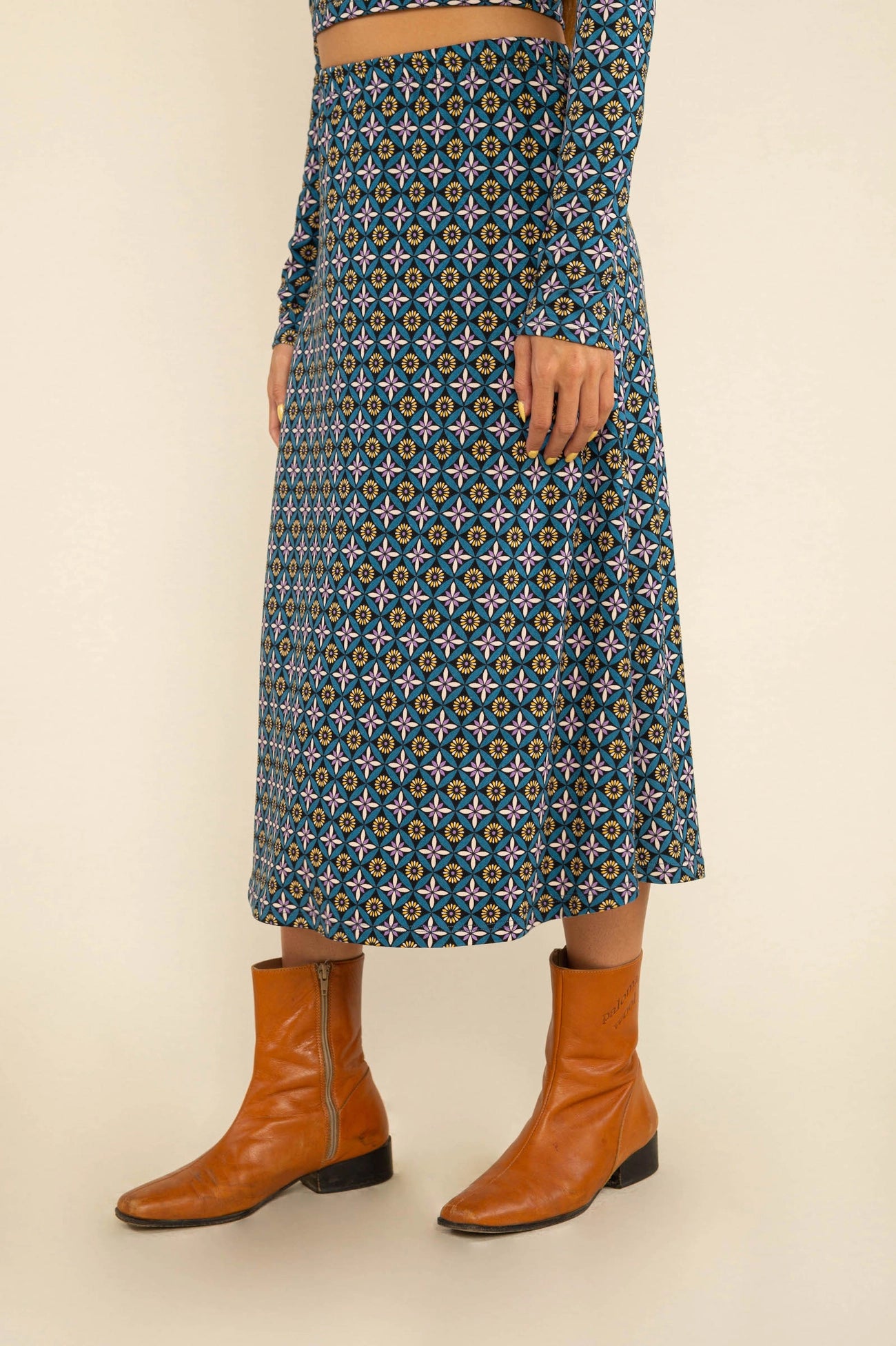 Frances Knit Skirt in Teal