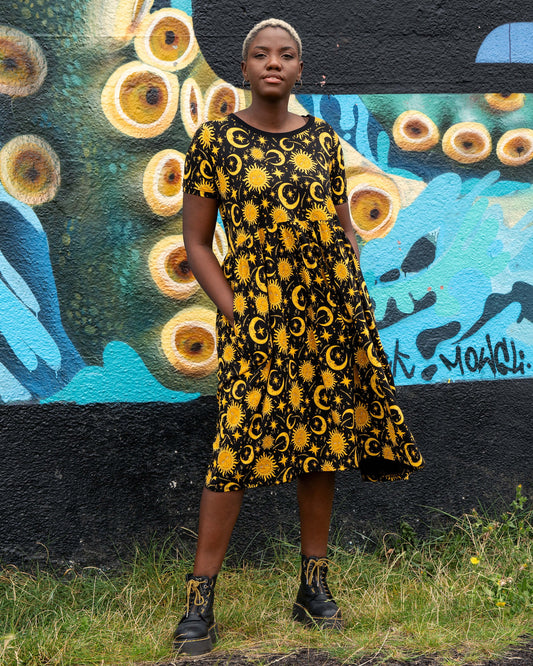 Celestial Midi Stretch Smock Dress