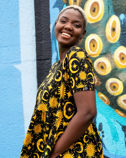 Celestial Midi Stretch Smock Dress