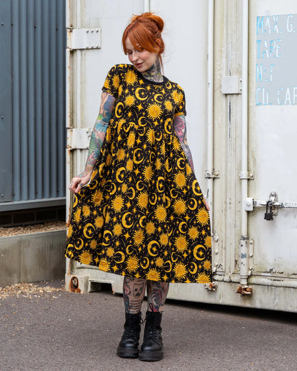 Celestial Midi Stretch Smock Dress